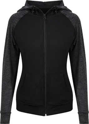 Produktbild von Just Cool JC058 | Damen Jacke Cool Contrast Zoodie - Daumenlöcher - Farbe: Black/Black Slate Melange - Größe: XL