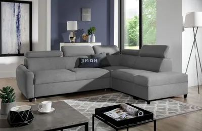 Produktbild von AX LIVING Ecksofa mit Schlaffunktion Grau Olettio L-Form 265cm R