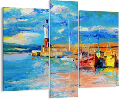 Produktbild von Bild auf Leinwand - Leinwandbild - Leuchtturm Meer - 95x80cm - Wand Bild - Wanddeko - Wandbilder - Leinwanddruck - Bilder - Kunstdruck - Wanddekoration - Leinwand bilder - Wandkunst - CB95x80-3693
