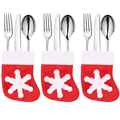 Produktbild von 3 Stk Weihnachten Besteckhalter Tischdeko Bestecktasche Besteckbeutel
