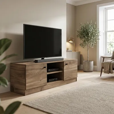 Produktbild von Masseno TV-Schrank NESTOS 160 cm Fernsehschrank mit 2 Türen TV-Lowboard für Wohnzimmer Modern 160x40x48,5 cm Braun