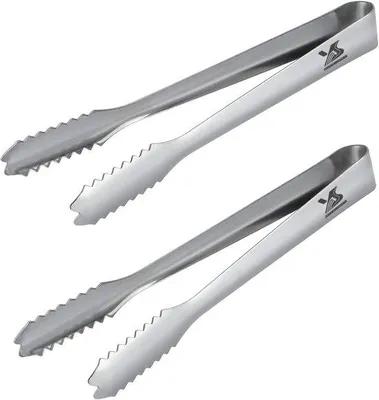 Produktbild von Famanu Set von 2 Edelstahl Lebensmittelzangen 18 cm - Eis- und Zuckertang