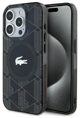 Zdjęcie produktu dla Etui Lacoste Blend Monogram MagSafe do iPhone 15 Pro czarny