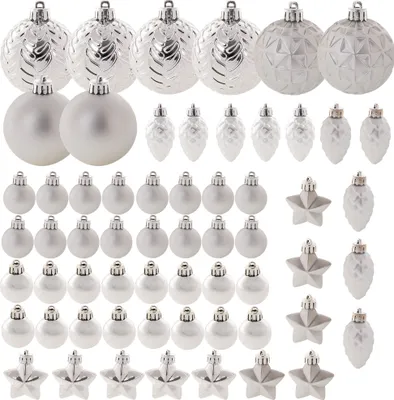 Produktbild von KADAX Weihnachtskugeln aus Kunststoff, Set aus 60 Kuglen, Silber