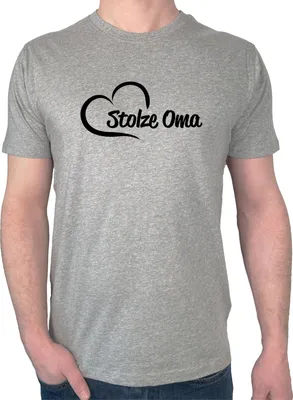 Produktbild von Huuraa Herren T-Shirt Stolze Oma Herz S Sport Grey Bio Baumwolle Fairtrade Herrenshirt Geschenkidee