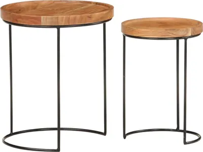 Produktbild von vidaXL 2-tlg. Couchtisch-Set Massivholz Akazie und Stahl