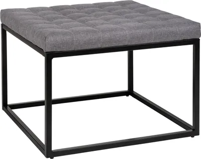 Produktbild von WENKO Hocker Mod. Amandola mit grauem Polster und schwarzem Gestell aus Stahl für Wohnzimmer Schlafzimmer Flur 59 x 45,5 x 59 cm bis 120 kg belastbar