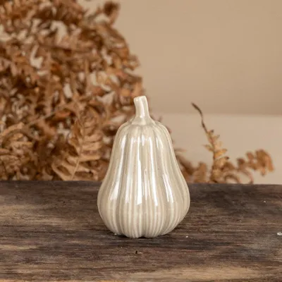 Produktbild von Kürbis Hillinge beige Keramik skandinavisch Herbstdekoration 4 x 6 cm