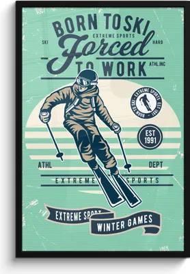 Produktbild von MuchoWow® MuchoWow® Gerahmtes Poster Ski - Skianzug - Wintersport - Vintage 60x90 cm - Poster mit zchwarzem Bilderrahmen - Kunst