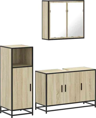 Produktbild von vidaXL 3-tlg. Badmöbel-Set Sonoma-Eiche Holzwerkstoff