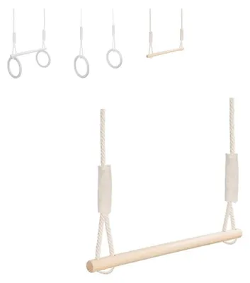 Immagine prodotto di Altalena a forma di trapezio in legno con corda in cotone