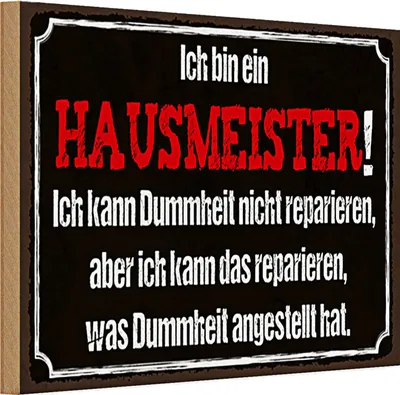 Produktbild von Holzschild Spruch 30x20cm bin Hausmeister kann reparieren