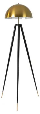 Image de Lampe sur pied en acier doré poli et en acier noir 8100