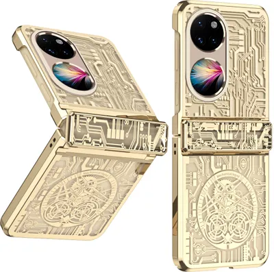 Produktbild von Hülle für Huawei P50 Pocket Luxus Galvanisierte Scharnierschutz Transparent Schutzhülle Gold