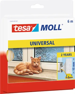 Produktbild von tesamoll Fensterdichtung Schaumstoff (1 x 6 m) - Profil: 15 mm x 6 mm - weiß