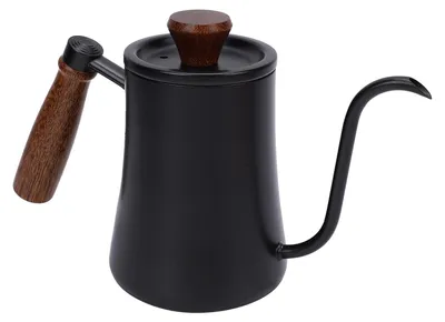 Produktbild von Kaffeekocher für Filterkaffee, 500 ml, aus Edelstahl 304, mit Schwansenhalsausguss, Tropfkaffeekocher, Teekanne mit Messskala, für den Hausgebrauch und Camping, schwarz