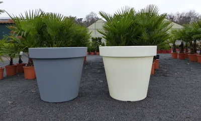 Produktbild von E&K Übertopf Ø 80 cm Pflanztopf Blumentopf Pflanzkübel "Ecken und Kanten" Kübel - Farben: anthrazit, weiss, grau XXL groß