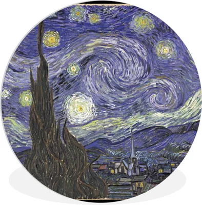 Produktbild von MuchoWow® Rundes Wandbild - Runde Bilder Sternennacht - Vincent van Gogh Ø 90 cm Kreis Wanddekoration Kunststoff - Wandkreis - Wandschmuck - Wand-Kreis - Wohnzimmer - Bild - Runde - Wanddeko - Dibond - Kunstdrucke