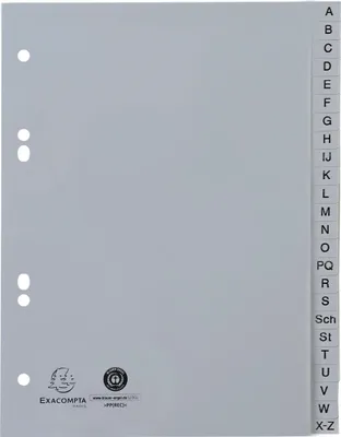 Produktbild von Exacompta 25x Register A5 RC-PP grau 120µ A-Z (inkl. Sch St) 24 Pos Grau 1743B