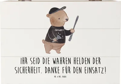 Produktbild von Mr. & Mrs. Panda Box Sicherheitsdienst Helden 22 x 15 cm - Weiß - Geschenk, Aufmerksamkeit, fotokiste, Schatzkiste, Danke sagen, Anerkennung, Engagement, fotobox