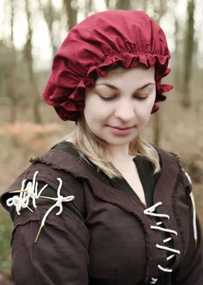Produktbild von Mittelalterhaube für Damen, verschiedene Farben : weinrot Farbe: weinrot