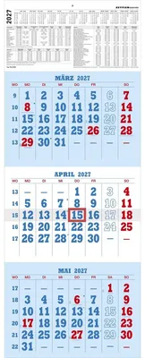 Produktbild von 3-Monatskalender blau/rot 2027