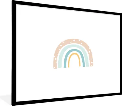 Produktbild von MuchoWow® Gerahmtes Poster Regenbogen - Kinder - Pastell - Tupfen - Baby 80x60 cm - Poster mit Schwarzem Bilderrahmen Wandposter Rahmen Foto Bilder - Schlafzimmer-Dekorationen - Fotoposter