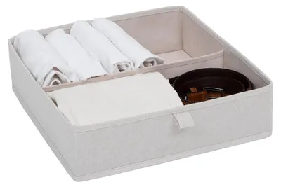 Produktbild von Schubladenkorb Kleiderschrank-Organizer mit 2 Fächern Five® - Dressy+ - Beige - Zusammenklappbar