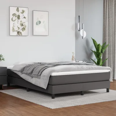 Produktbild von The Living Store Boxspringbett Grau 140x200 cm Kunstleder