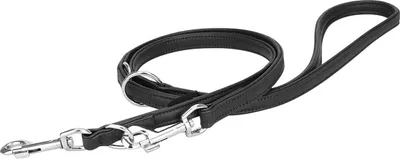 Produktbild von Verstellbare Echtleder Hundeleine Basic Plus L Schwarz
