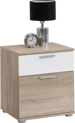 Produktbild von Nachtkonsole Nachtkommode Nachttisch Nachtschrank Kommode "Sam III" Eiche/Weiß