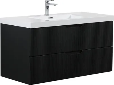 Immagine prodotto di Set di mobili da bagno Thermis 100 cm - Nero opaco - Mobili da bagno con lavabo