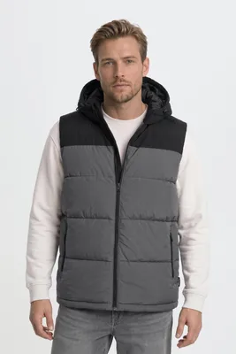 Produktbild von Blend BHMbank Herren Steppweste Weste Outdoor-Weste mit Kapuze regulierbarem Elastikband hohem Kragen Reißverschlusstaschen Regular fit, KI-generiertes Bild