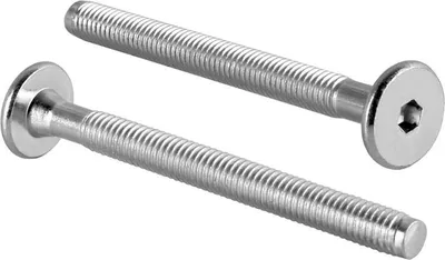 Zdjęcie produktu dla Śruby z łbem płaskim M6 Śruby meblowe Złącze meblowe 65mm typ KF z gniazdem sześciokątnym ISK 4mm - 10 sztuk