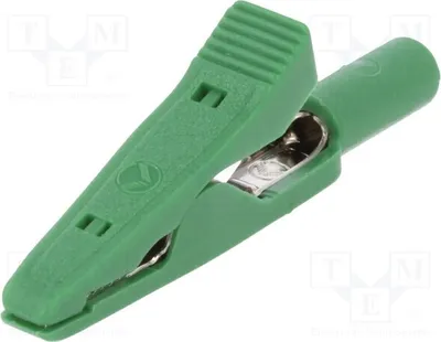 Immagine prodotto di 1 x Morsetto a coccodrillo, 60 VDC, verde. Resistenza: max. 4 mm. MA1GN. Morsetti a coccodrillo, 2 mm, 15 A