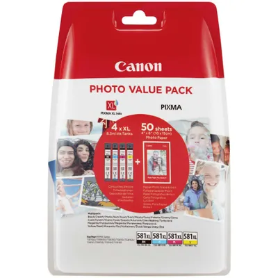 Zdjęcie produktu dla Canon CLI-581XL C/M/Y/BK Photo Value Pack - 4 sztuki w opakowaniu