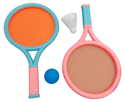 Obrázok produktu pre Detská badmintonová raketa, protišmyková, odolná, pružná, prenosná, tenisová sada pre deti, 2 loptičky, modrá, ružová