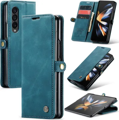 Image de Galaxy Z Fold4 Case, RetroPolyuréthaneLeather Case with Stand Function for Samsung Galaxy Z Fold 4 5G blue