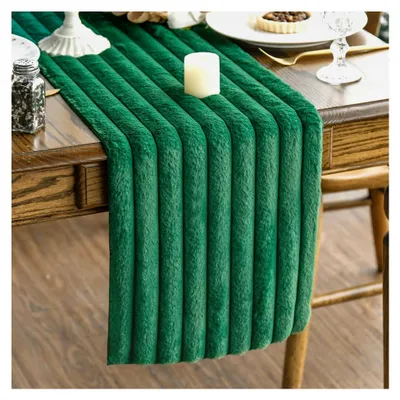 Produktbild von Weicher Kurzflor Pelz in Felloptik Kunstfell Wald Grün Tischläufer 30x183 cm, Frühling Küche Tisch Urlaub Party Dekor