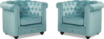 Produktbild von Sessel 2er-Set - Samt - Hellblau - CHESTERFIELD