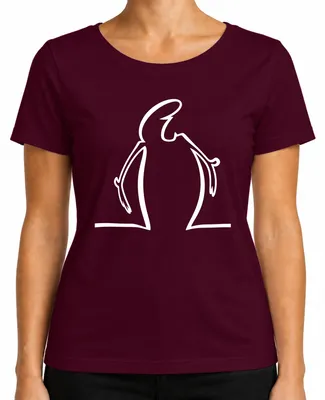 Imagen del producto de Camiseta para mujer, diseño "Linea Balum Strichmännchen" de Osvaldo Cavandoli, estilo cómic, color burdeos, talla M