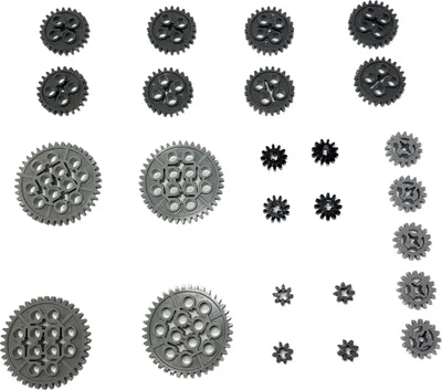 A collection of various LEGO Technic gears of different sizes and colors.