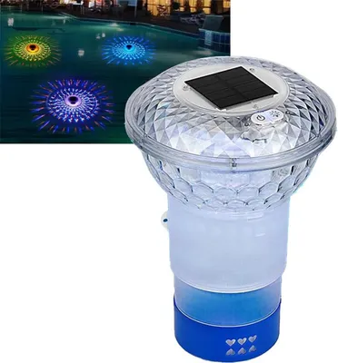 Produktbild von Solarer Dosierschwimmer RGBW mit Nachtlicht, IP67 wasserdicht, für Chlortabletten, einstellbar