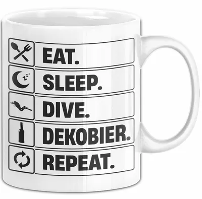 Produktbild von Taucher Tasse Geschenk Eat Sleep Geschenkidee Tauchen Becher (Weiß)