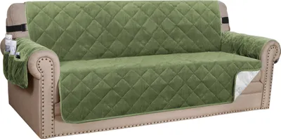Produktbild von Sofabezug Dicke Samt Sessel Stretch rutschfeste Sofa Überwürfe Sofahusse Schutz vor Haustier Katze Hunde Sofa überwurf Couch überzug für Sofa(3-Seater Sofa,Grün)
