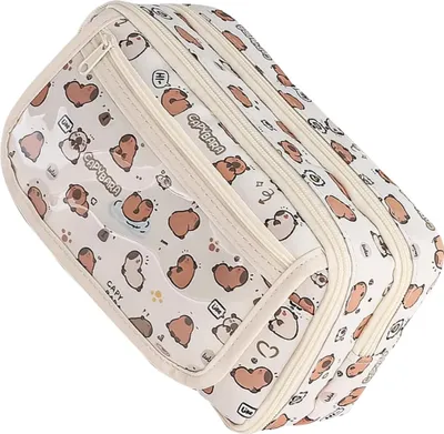 Immagine prodotto di Organizzatore per astucci per la scuola con due scomparti e un capibara per ragazze