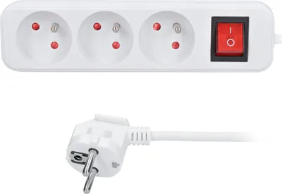 Image de Solight Câble d'extension blanc, interrupteur, 3 prises, 5m PP13