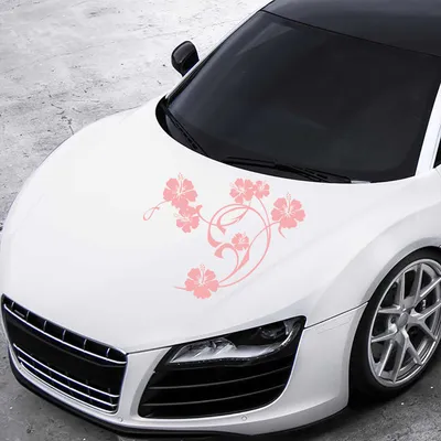 Produktbild von Aufkleber - Autoaufkleber "Hibiskus Swirl" 60cm x 47cm hellrosa - Tuning Carystyling Heckscheibe Auto