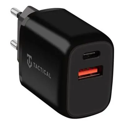 Zdjęcie produktu dla Taktyczna podwójna ładowarka sieciowa 20W - USB i USB-C - Czarna KP31219