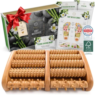 Produktbild von Fußmassageroller Fußmassagegerät Massagegerät für Füße - 1000 Rollpunkte - Holz - Rutschfest
